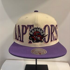 Toronto Raptors Mitchell & Ness Snapback Hat - Cream & Purple